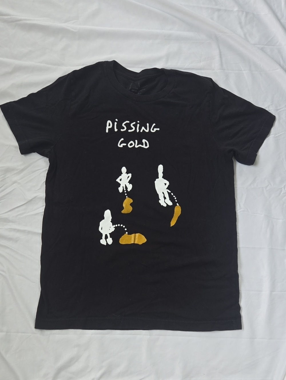 Men's Tee Unisex, Original Art, Silkscreened, 2 Colors, On Black Tshirt Size M